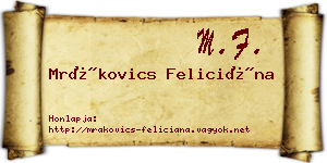 Mrákovics Feliciána névjegykártya